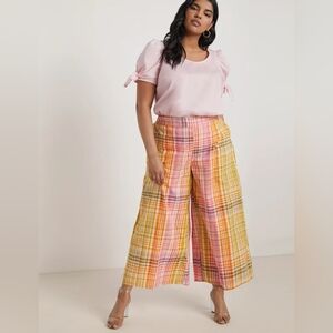 Eloquii Vibrant Plaid Palazzo Pants